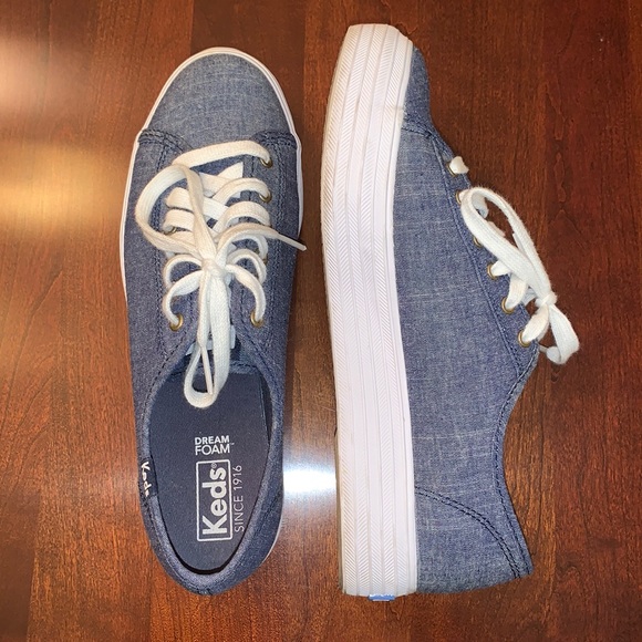 Keds Shoes - Blue canvas platform Keds
